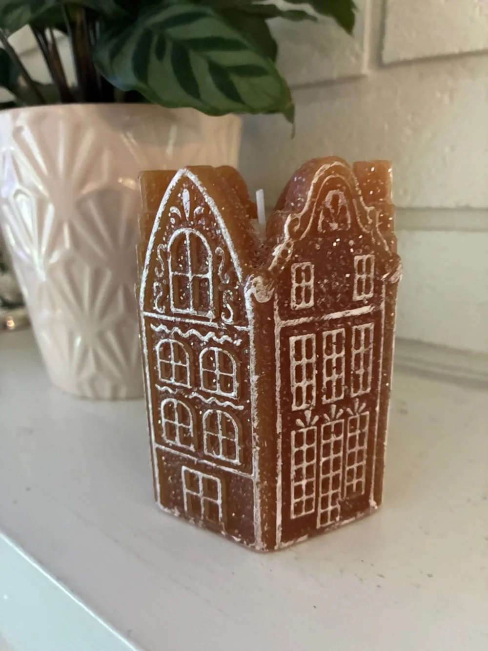 Decorative Gingerbread House Theme Four Inch Candle - Picture 2 of 7